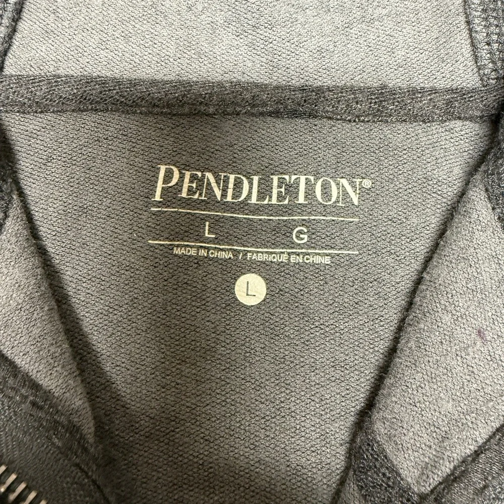 Pendleton‎ Mens L Heather Gray Full Zip Hoodie Sweatshirt Geometric Graphic